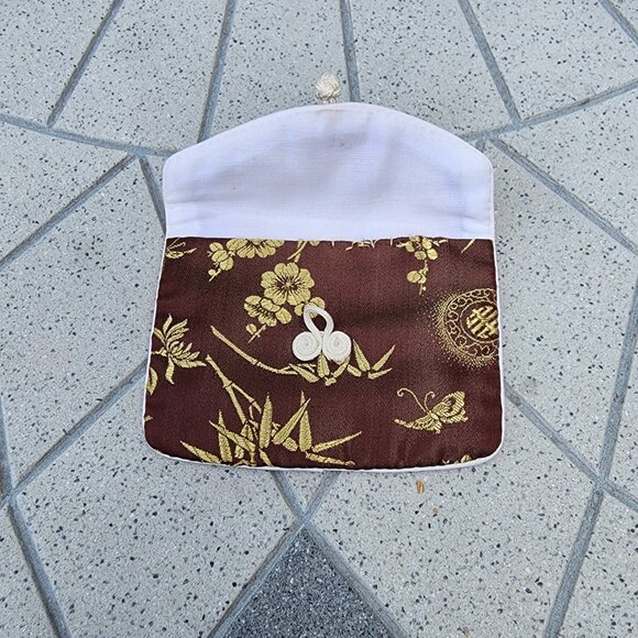 Oriental Embroidered Silk Jewelry Cosmetic 5 Piece Bag Pouch Set - Picture 7 of 9